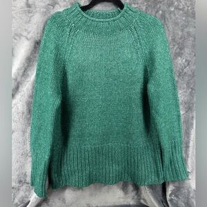 Talbot’s Green Heather Mock Neck Chunky Knit Sweater Size Medium